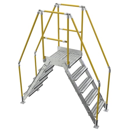 Vestil 5 Step Galvanized Steel Cross-Over Ladder 79.5"x92.15" 500lb Capacity COL-5-46-14-HDG